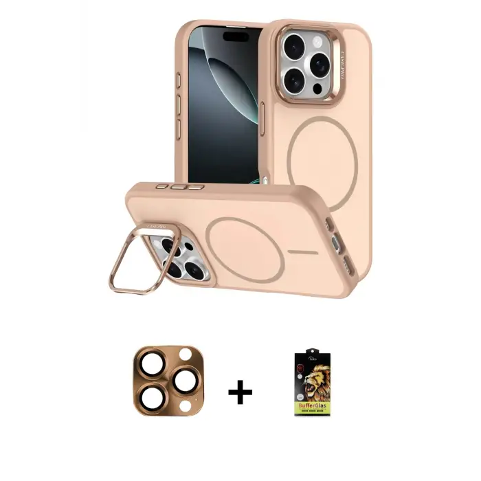 ieg™ iPhone 16 Pro Max Kılıf Çekirdek Klasik - Siyah Buffer Cam Ekran Koruyucu + Pers Alüminyum Kamera Lens - CLTM