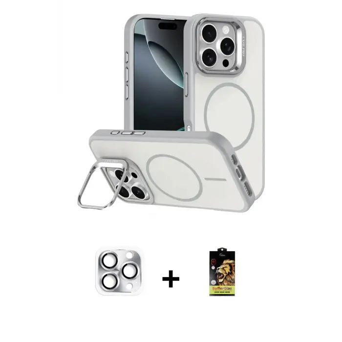 ieg™ iPhone 16 Pro Max Kılıf Çekirdek Klasik - Siyah Buffer Cam Ekran Koruyucu + Pers Alüminyum Kamera Lens - GS
