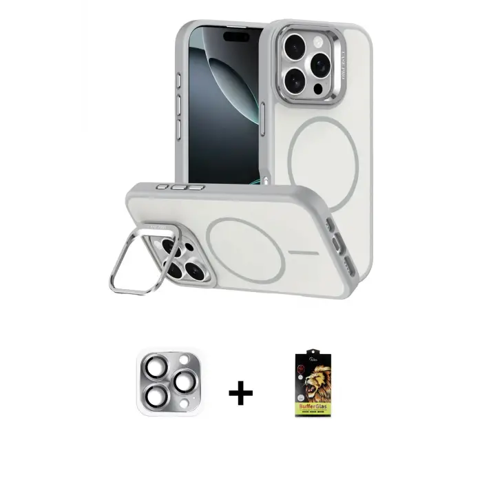 ieg™ iPhone 16 Pro Max Kılıf Çekirdek Klasik - Siyah Buffer Cam Ekran Koruyucu + Pers Alüminyum Kamera Lens - GI