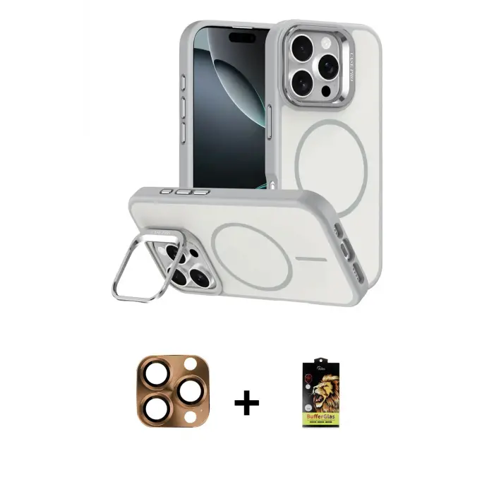 ieg™ iPhone 16 Pro Max Kılıf Çekirdek Klasik - Siyah Buffer Cam Ekran Koruyucu + Pers Alüminyum Kamera Lens - CLTM