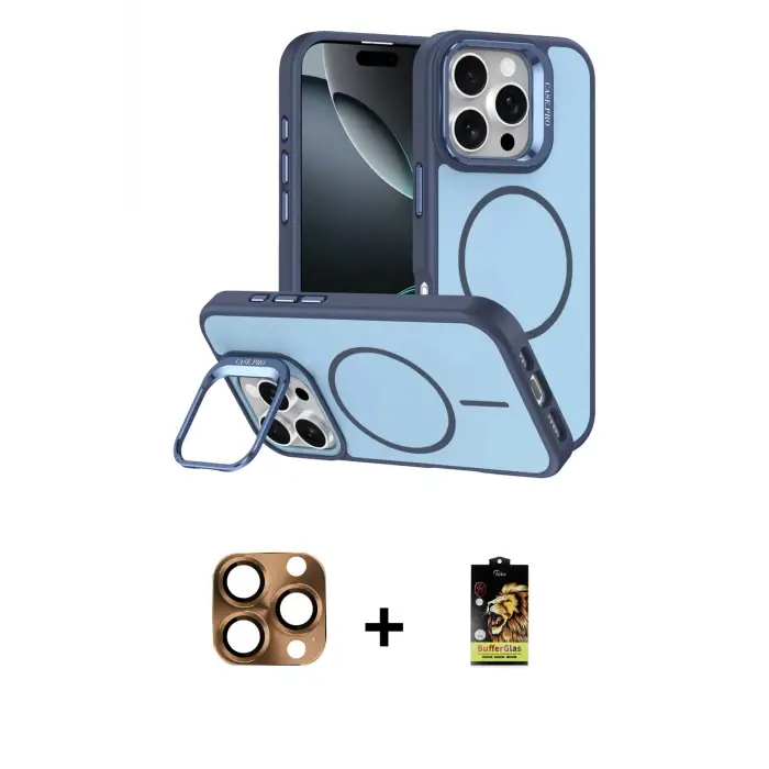 ieg™ iPhone 16 Pro Max Kılıf Çekirdek Klasik - Siyah Buffer Cam Ekran Koruyucu + Pers Alüminyum Kamera Lens - CLTM