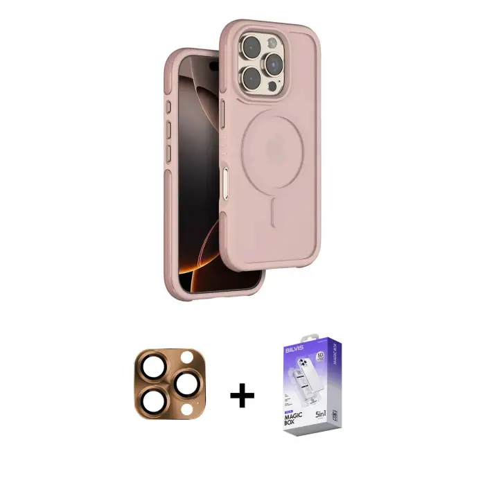 ieg™ iPhone 16 Pro Max Kılıf Çekirdek Minimal Prime - Siyah Bilvis 5in1 3D Magic Cam Ekran Koruyucu + Pers Alüminyum Kamera Lens - CLTM