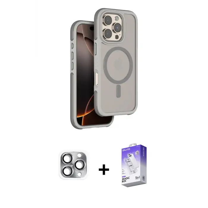 ieg™ iPhone 16 Pro Max Kılıf Çekirdek Minimal Prime - Siyah Bilvis 5in1 3D Magic Cam Ekran Koruyucu + Pers Alüminyum Kamera Lens - GI