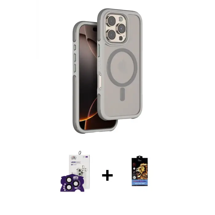 ieg™ iPhone 16 Pro Max Kılıf Çekirdek Minimal Prime - Siyah Buffer Hayalet Cam Ekran Koruyucu + Bilvis Titan Kamera Lens - SH