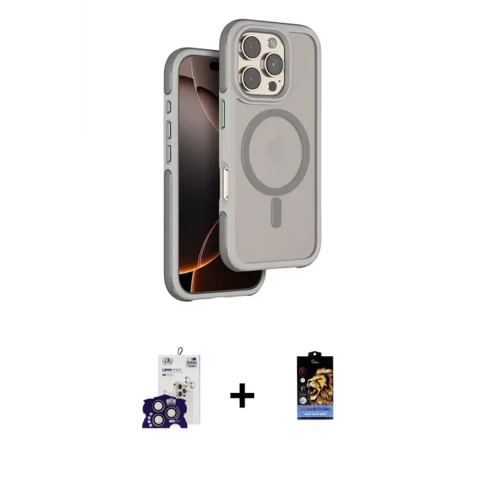 ieg™ iPhone 16 Pro Max Kılıf Çekirdek Minimal Prime - Siyah Buffer Hayalet Cam Ekran Koruyucu + Bilvis Titan Kamera Lens - TMGI