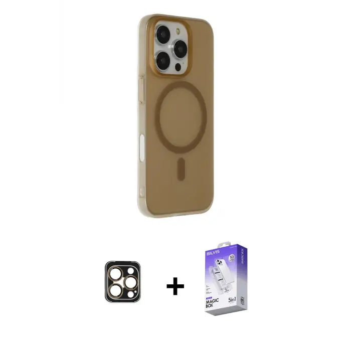 ieg™ iPhone 16 Pro Max Kılıf Çekirdek Modern Prime - Siyah Bilvis 5in1 3D Magic Cam Ekran Koruyucu + PVD Metal Kamera Lens - GD