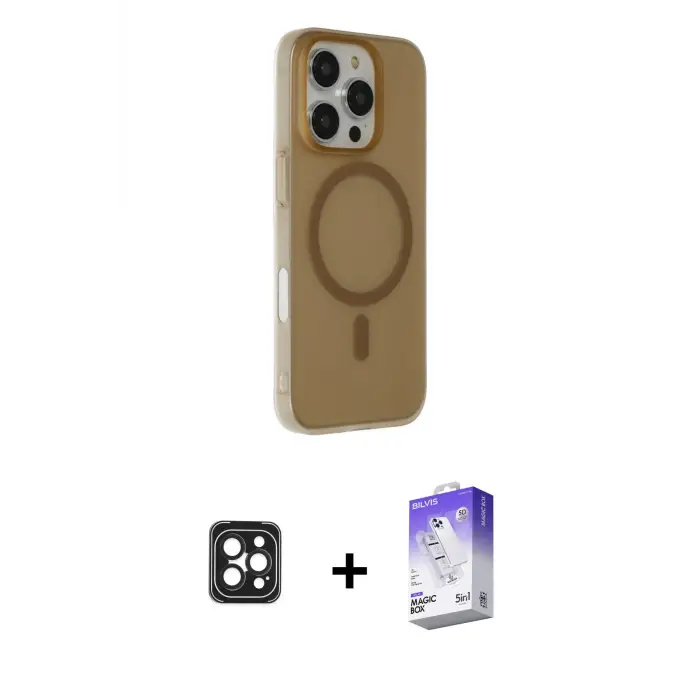 ieg™ iPhone 16 Pro Max Kılıf Çekirdek Modern Prime - Siyah Bilvis 5in1 3D Magic Cam Ekran Koruyucu + PVD Metal Kamera Lens - SH