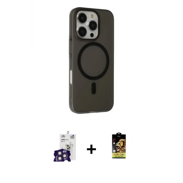 ieg™ iPhone 16 Pro Max Kılıf Çekirdek Modern Prime - Siyah Buffer Cam Ekran Koruyucu + Bilvis Titan Kamera Lens - TMGI