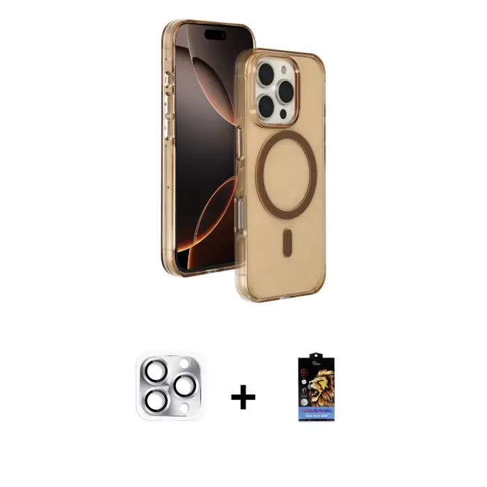 ieg™ iPhone 16 Pro Max Kılıf Doruk Doku Özel Seri - Siyah Buffer Hayalet Cam Ekran Koruyucu + Pers Alüminyum Kamera Lens - GS