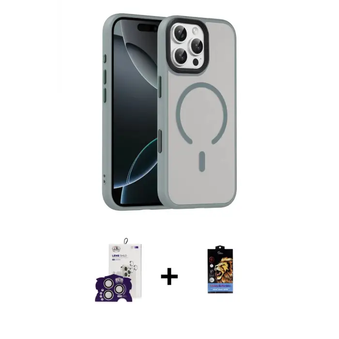 ieg™ iPhone 16 Pro Max Kılıf Doruk Form Serisi - Siyah Buffer Hayalet Cam Ekran Koruyucu + Bilvis Titan Kamera Lens - GS