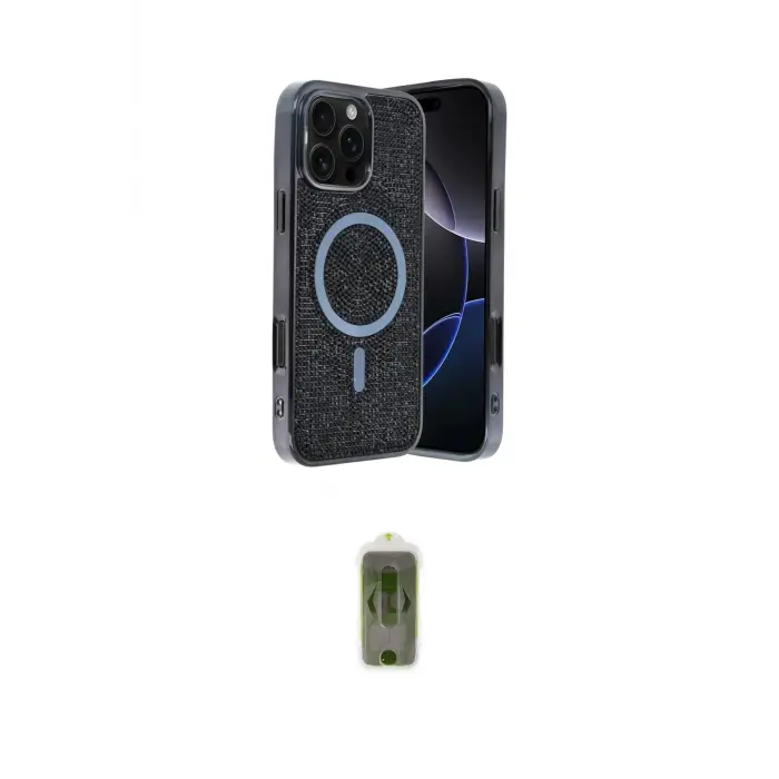 ieg™ iPhone 16 Pro Max Kılıf Eksen Çizgi - Siyah Joko Magic 5D Hayalet Cam