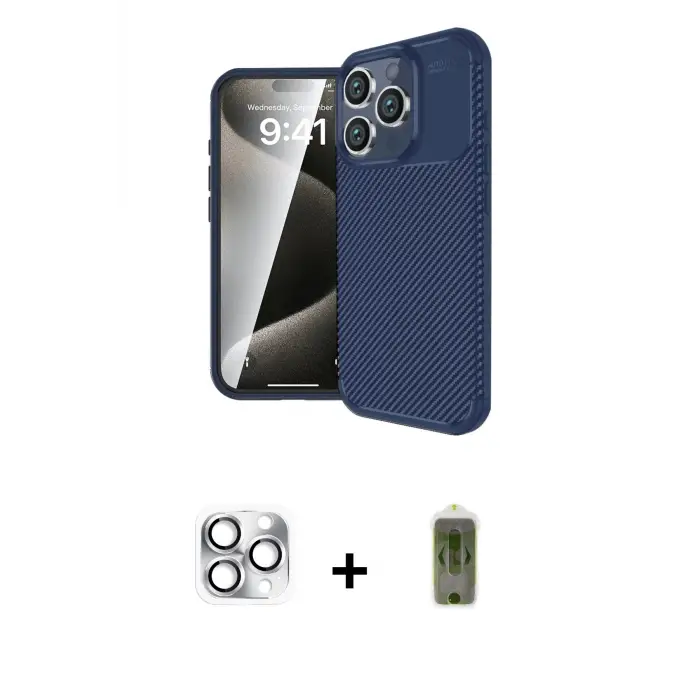 ieg™ iPhone 16 Pro Max Kılıf Eksen Form Prime - Siyah Joko Magic 5D Hayalet Cam + Pers Alüminyum Kamera Lens - GS