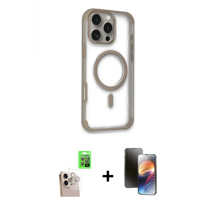 ieg™ iPhone 16 Pro Max Kılıf Eksen Klasik Koleksiyonu - Siyah 3D Antistatik Mat Seramik Nano Ekran Koruyucu + Raze Metal Kamera Lens - NLGY