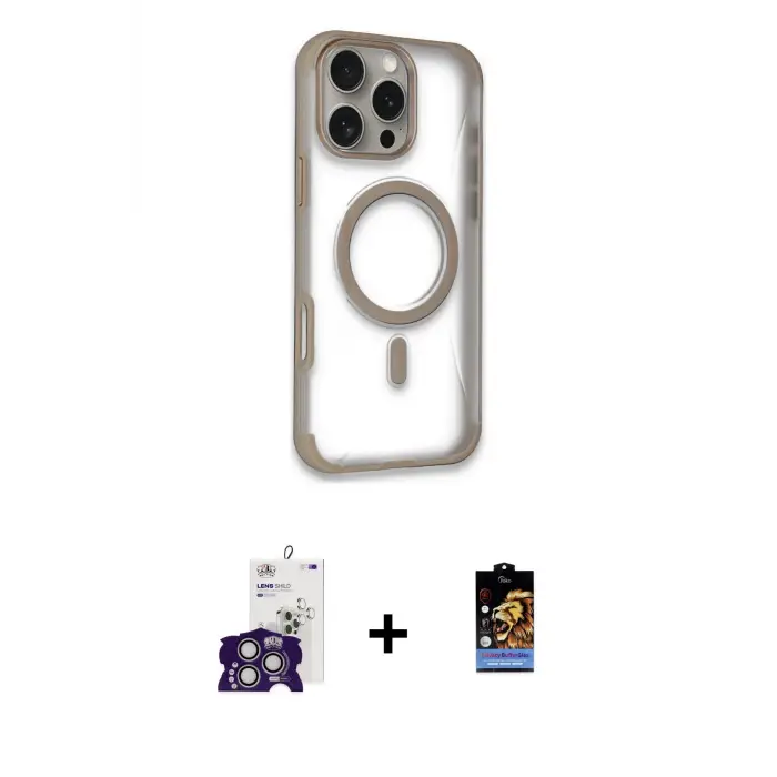 ieg™ iPhone 16 Pro Max Kılıf Eksen Klasik Koleksiyonu - Siyah Buffer Hayalet Cam Ekran Koruyucu + Bilvis Titan Kamera Lens - GS