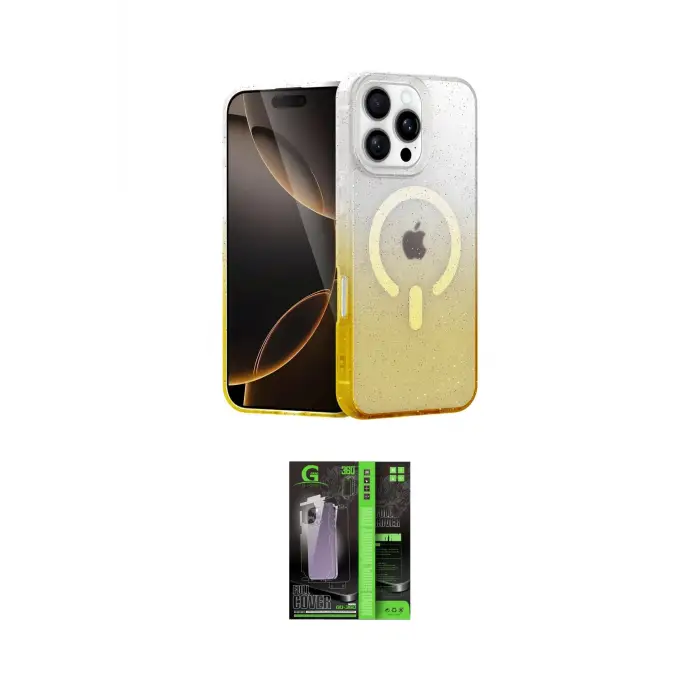 ieg™ iPhone 16 Pro Max Kılıf Eksen Minimal Özel Seri - Şeffaf 360 Full Body Arka Koruyucu