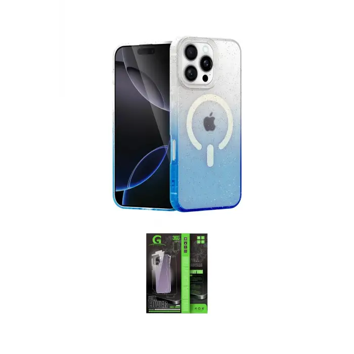 ieg™ iPhone 16 Pro Max Kılıf Eksen Minimal Özel Seri - Şeffaf 360 Full Body Arka Koruyucu