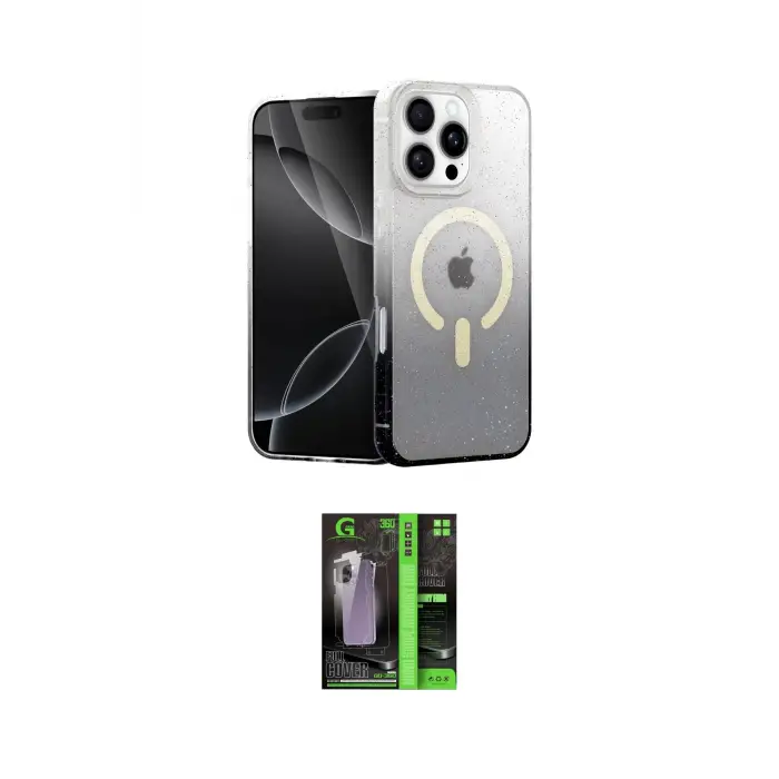 ieg™ iPhone 16 Pro Max Kılıf Eksen Minimal Özel Seri - Şeffaf 360 Full Body Arka Koruyucu