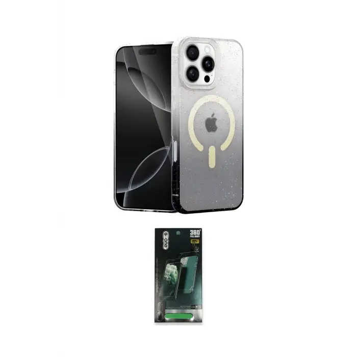 ieg™ iPhone 16 Pro Max Kılıf Eksen Minimal Özel Seri - Siyah 360 Mat Full Body Arka Koruyucu