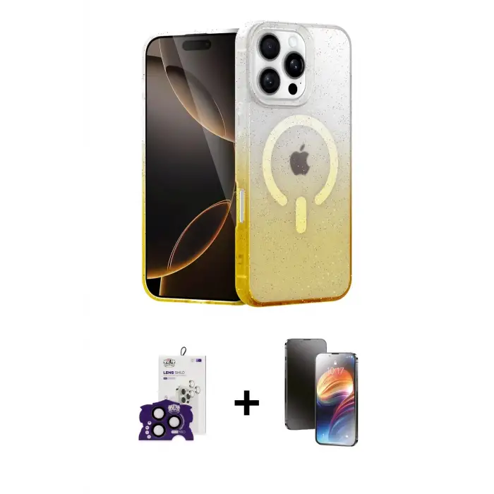 ieg™ iPhone 16 Pro Max Kılıf Eksen Minimal Özel Seri - Siyah 3D Antistatik Mat Seramik Nano Ekran Koruyucu + Bilvis Titan Kamera Lens - SH