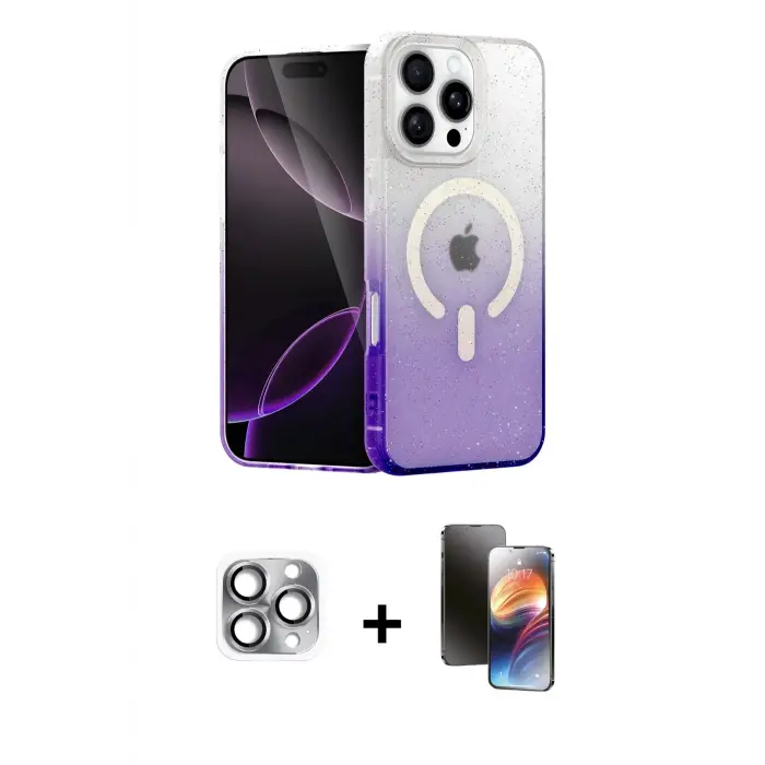 ieg™ iPhone 16 Pro Max Kılıf Eksen Minimal Özel Seri - Siyah 3D Antistatik Mat Seramik Nano Ekran Koruyucu + Pers Alüminyum Kamera Lens - GI