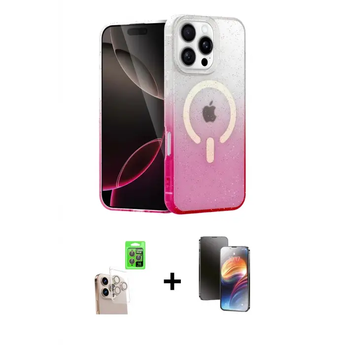 ieg™ iPhone 16 Pro Max Kılıf Eksen Minimal Özel Seri - Siyah 3D Antistatik Mat Seramik Nano Ekran Koruyucu + Raze Metal Kamera Lens - NLGY