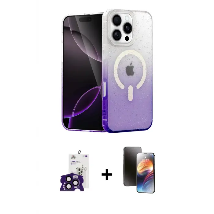ieg™ iPhone 16 Pro Max Kılıf Eksen Minimal Özel Seri - Siyah 3D Antistatik Mat Seramik Nano Ekran Koruyucu + Bilvis Titan Kamera Lens - SH