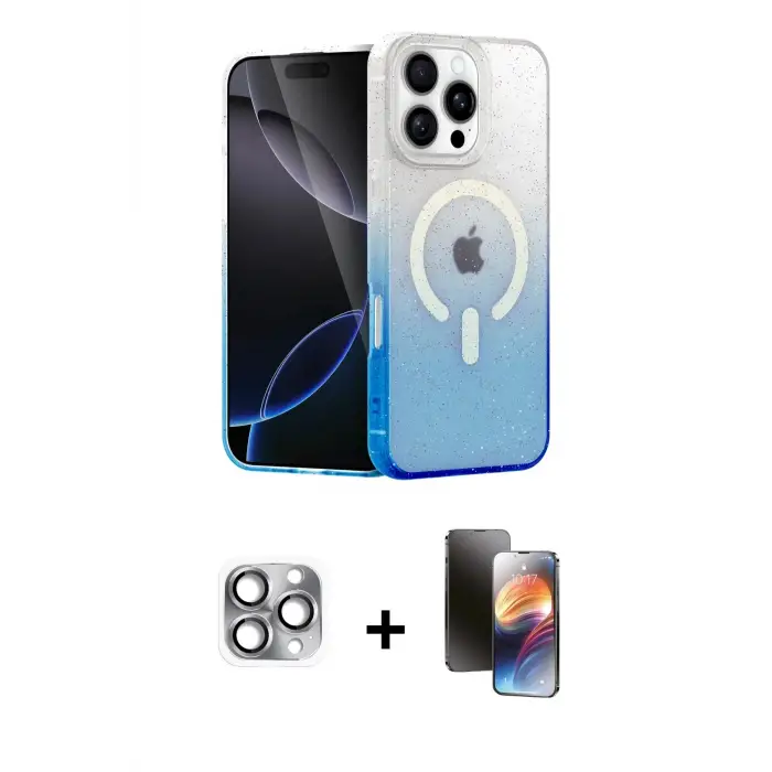 ieg™ iPhone 16 Pro Max Kılıf Eksen Minimal Özel Seri - Siyah 3D Antistatik Mat Seramik Nano Ekran Koruyucu + Pers Alüminyum Kamera Lens - GI