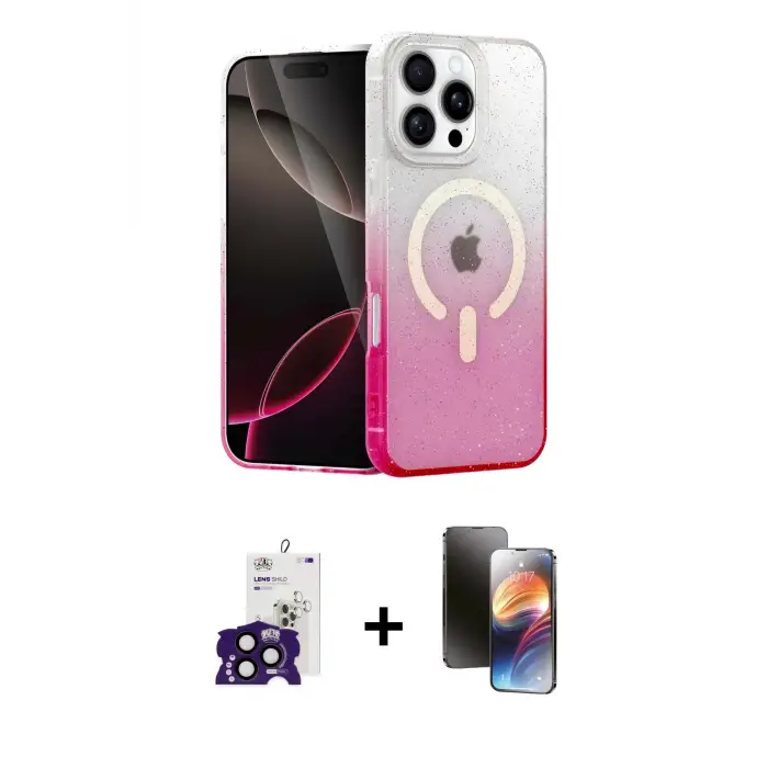 ieg™ iPhone 16 Pro Max Kılıf Eksen Minimal Özel Seri - Siyah 3D Antistatik Mat Seramik Nano Ekran Koruyucu + Bilvis Titan Kamera Lens - SH