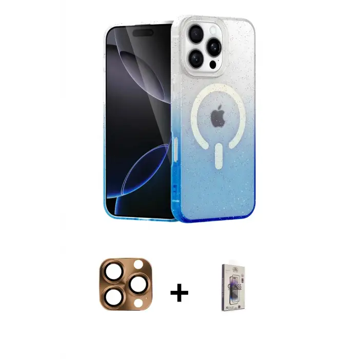 ieg™ iPhone 16 Pro Max Kılıf Eksen Minimal Özel Seri - Siyah Bilvis 3D Cam Ekran Koruyucu + Pers Alüminyum Kamera Lens - CLTM