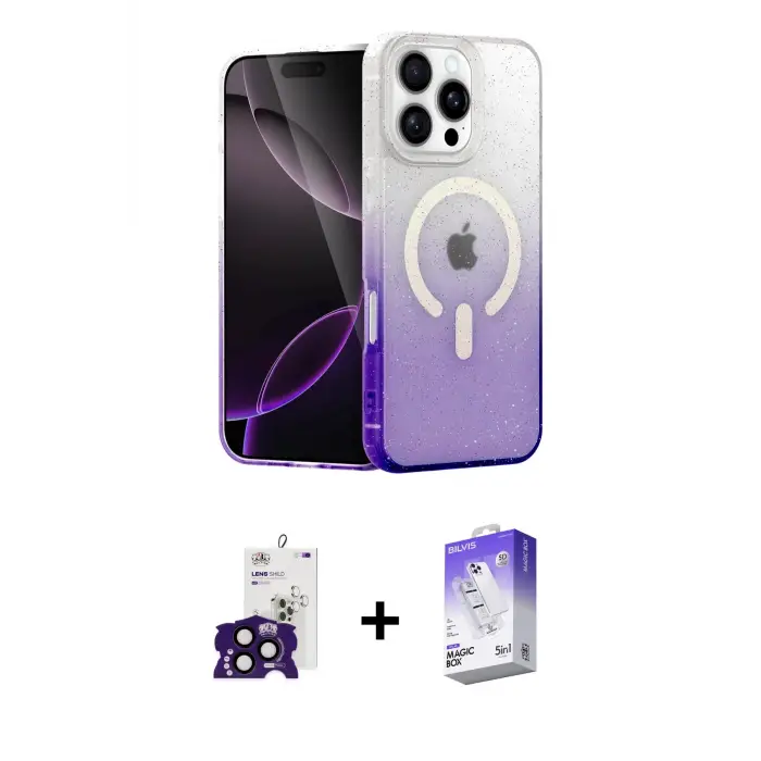 ieg™ iPhone 16 Pro Max Kılıf Eksen Minimal Özel Seri - Siyah Bilvis 5in1 3D Magic Cam Ekran Koruyucu + Bilvis Titan Kamera Lens - SH