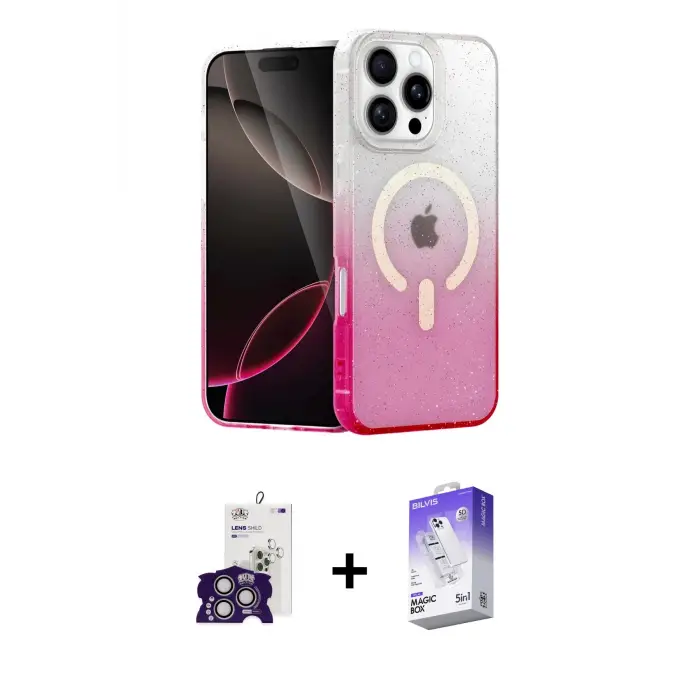 ieg™ iPhone 16 Pro Max Kılıf Eksen Minimal Özel Seri - Siyah Bilvis 5in1 3D Magic Cam Ekran Koruyucu + Bilvis Titan Kamera Lens - GS