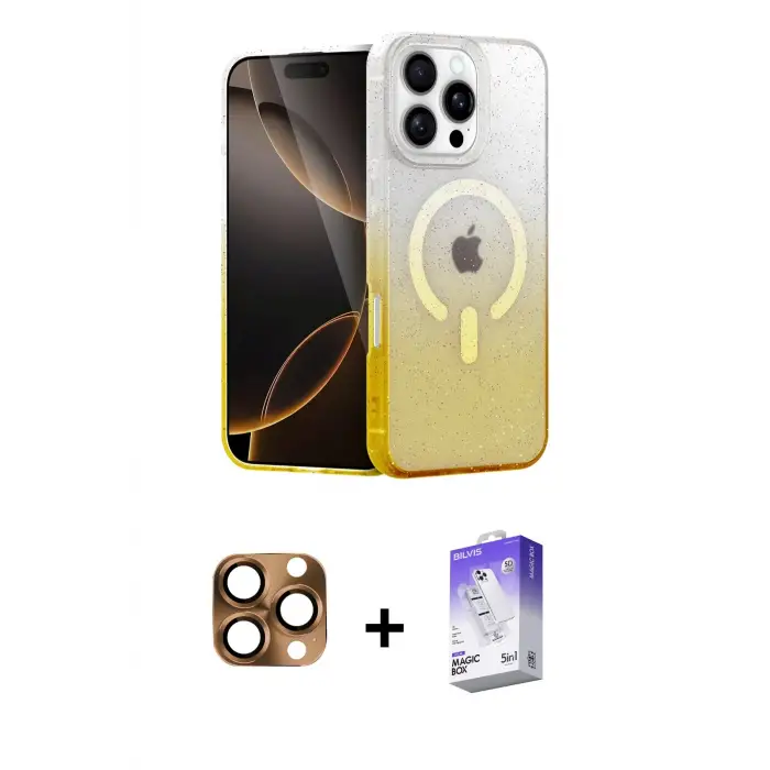 ieg™ iPhone 16 Pro Max Kılıf Eksen Minimal Özel Seri - Siyah Bilvis 5in1 3D Magic Cam Ekran Koruyucu + Pers Alüminyum Kamera Lens - CLTM