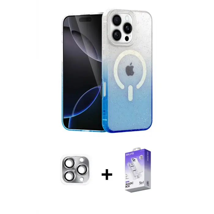 ieg™ iPhone 16 Pro Max Kılıf Eksen Minimal Özel Seri - Siyah Bilvis 5in1 3D Magic Cam Ekran Koruyucu + Pers Alüminyum Kamera Lens - GI