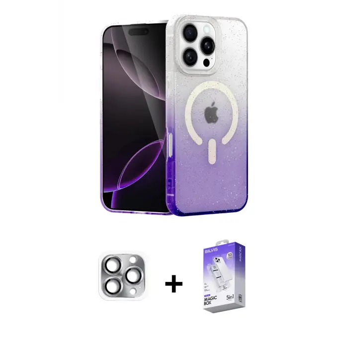 ieg™ iPhone 16 Pro Max Kılıf Eksen Minimal Özel Seri - Siyah Bilvis 5in1 3D Magic Cam Ekran Koruyucu + Pers Alüminyum Kamera Lens - GI