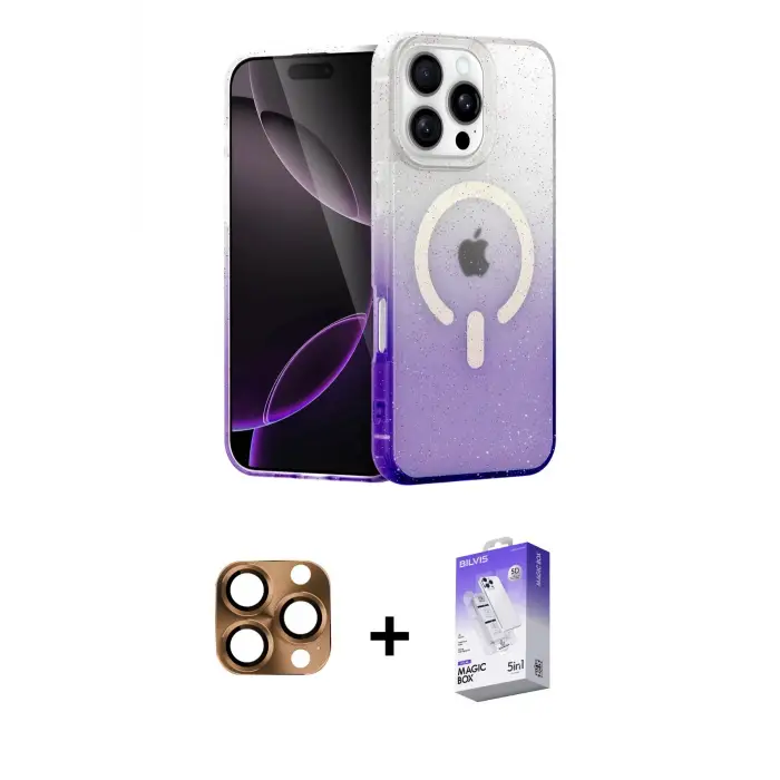 ieg™ iPhone 16 Pro Max Kılıf Eksen Minimal Özel Seri - Siyah Bilvis 5in1 3D Magic Cam Ekran Koruyucu + Pers Alüminyum Kamera Lens - CLTM