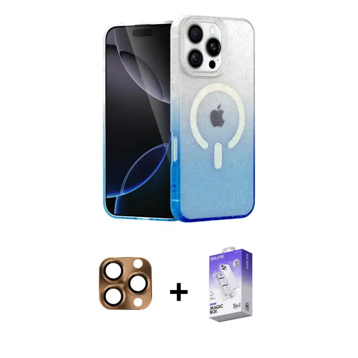 ieg™ iPhone 16 Pro Max Kılıf Eksen Minimal Özel Seri - Siyah Bilvis 5in1 3D Magic Cam Ekran Koruyucu + Pers Alüminyum Kamera Lens - CLTM