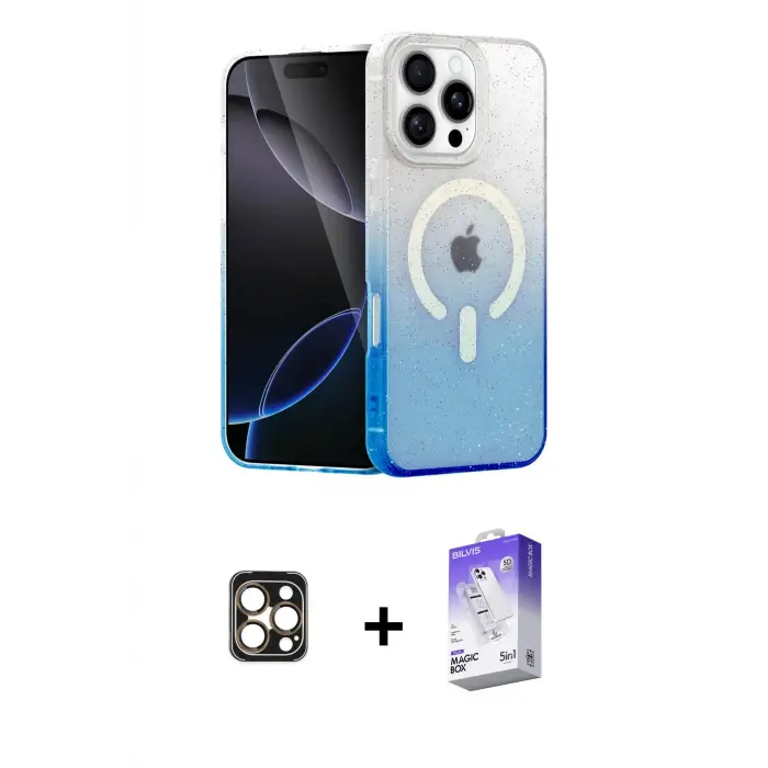 ieg™ iPhone 16 Pro Max Kılıf Eksen Minimal Özel Seri - Siyah Bilvis 5in1 3D Magic Cam Ekran Koruyucu + PVD Metal Kamera Lens - GD