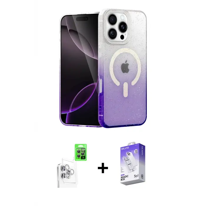 ieg™ iPhone 16 Pro Max Kılıf Eksen Minimal Özel Seri - Siyah Bilvis 5in1 3D Magic Cam Ekran Koruyucu + Raze Metal Kamera Lens - BZ