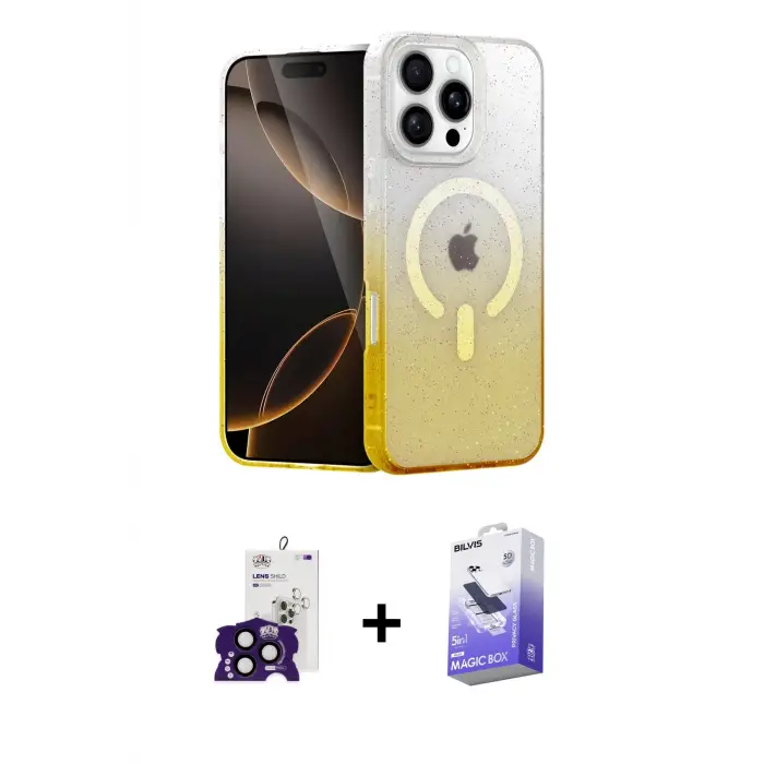 ieg™ iPhone 16 Pro Max Kılıf Eksen Minimal Özel Seri - Siyah Bilvis 5in1 5D Magic Hayalet Cam Ekran Koruyucu + Bilvis Titan Kamera Lens - SH