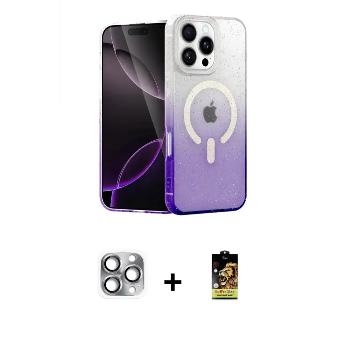 ieg™ iPhone 16 Pro Max Kılıf Eksen Minimal Özel Seri - Siyah Buffer Cam Ekran Koruyucu + Pers Alüminyum Kamera Lens - GI