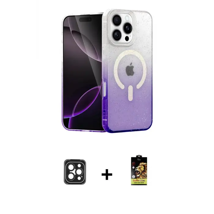 ieg™ iPhone 16 Pro Max Kılıf Eksen Minimal Özel Seri - Siyah Buffer Cam Ekran Koruyucu + PVD Metal Kamera Lens - SH