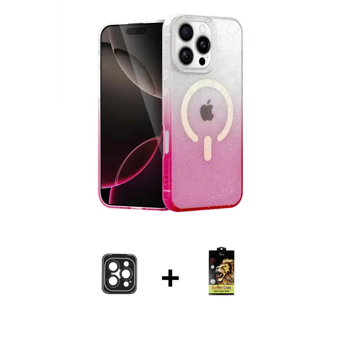 ieg™ iPhone 16 Pro Max Kılıf Eksen Minimal Özel Seri - Siyah Buffer Cam Ekran Koruyucu + PVD Metal Kamera Lens - SH