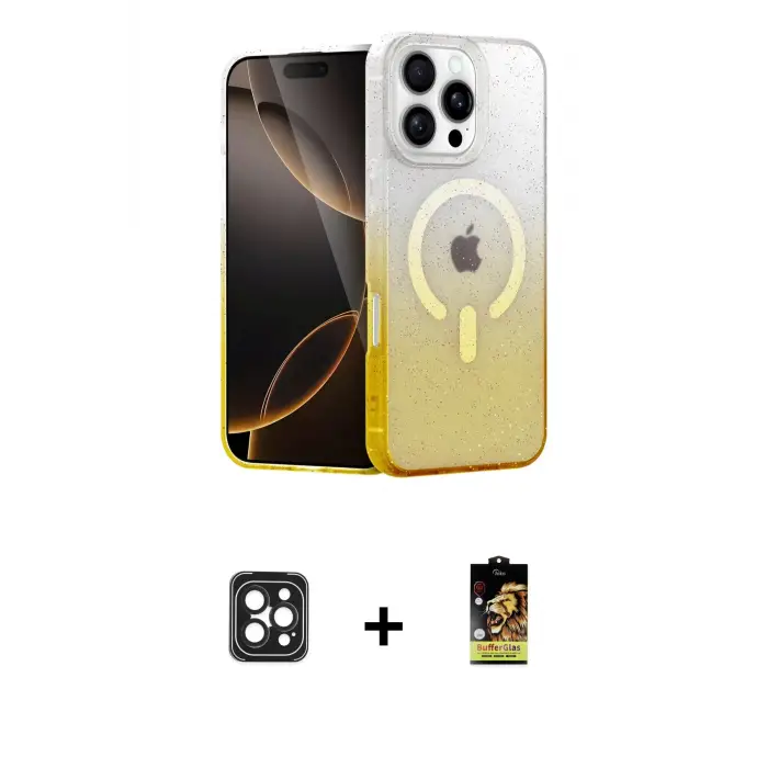ieg™ iPhone 16 Pro Max Kılıf Eksen Minimal Özel Seri - Siyah Buffer Cam Ekran Koruyucu + PVD Metal Kamera Lens - SH