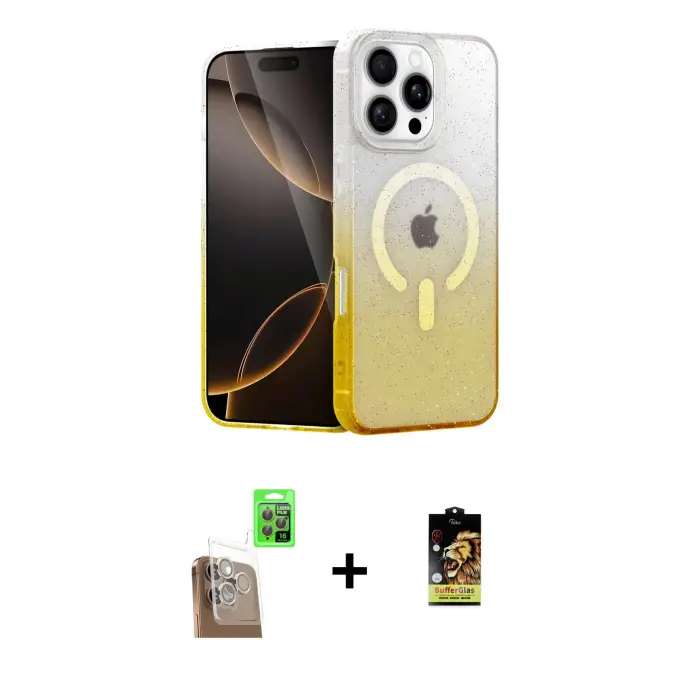 ieg™ iPhone 16 Pro Max Kılıf Eksen Minimal Özel Seri - Siyah Buffer Cam Ekran Koruyucu + Raze Metal Kamera Lens - CLTM