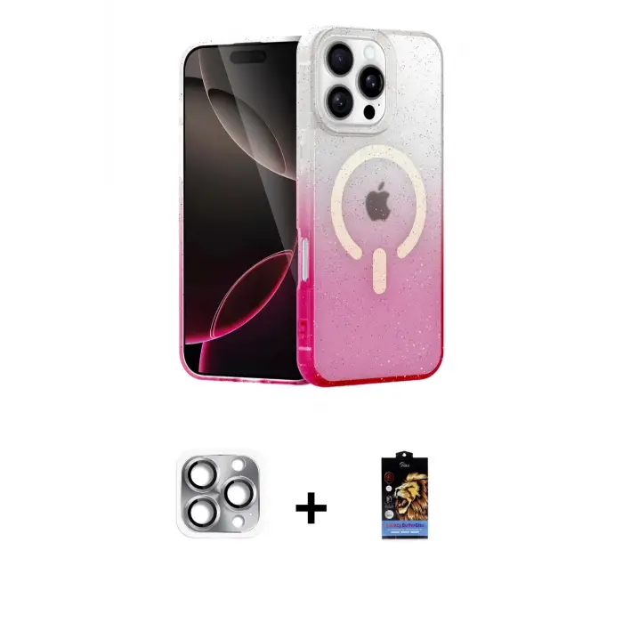 ieg™ iPhone 16 Pro Max Kılıf Eksen Minimal Özel Seri - Siyah Buffer Hayalet Cam Ekran Koruyucu + Pers Alüminyum Kamera Lens - GI