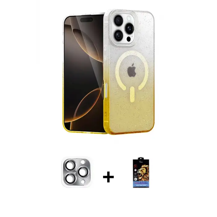 ieg™ iPhone 16 Pro Max Kılıf Eksen Minimal Özel Seri - Siyah Buffer Hayalet Cam Ekran Koruyucu + Pers Alüminyum Kamera Lens - GI