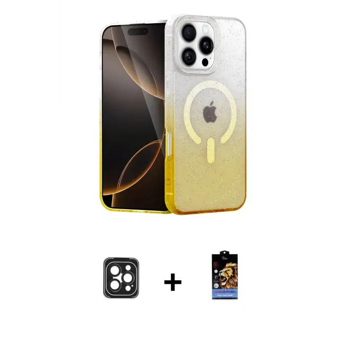 ieg™ iPhone 16 Pro Max Kılıf Eksen Minimal Özel Seri - Siyah Buffer Hayalet Cam Ekran Koruyucu + PVD Metal Kamera Lens - SH