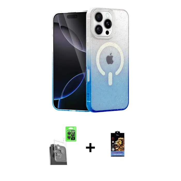 ieg™ iPhone 16 Pro Max Kılıf Eksen Minimal Özel Seri - Siyah Buffer Hayalet Cam Ekran Koruyucu + Raze Metal Kamera Lens - SH