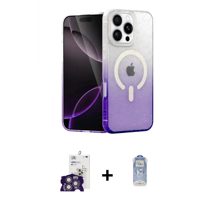 ieg™ iPhone 16 Pro Max Kılıf Eksen Minimal Özel Seri - Siyah Joko Magic 5D Cam + Bilvis Titan Kamera Lens - GS