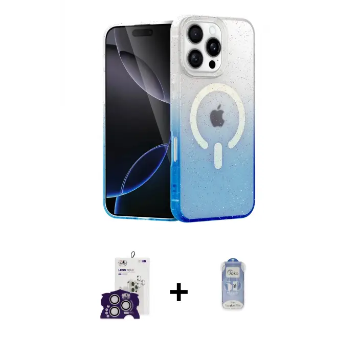 ieg™ iPhone 16 Pro Max Kılıf Eksen Minimal Özel Seri - Siyah Joko Magic 5D Cam + Bilvis Titan Kamera Lens - GS